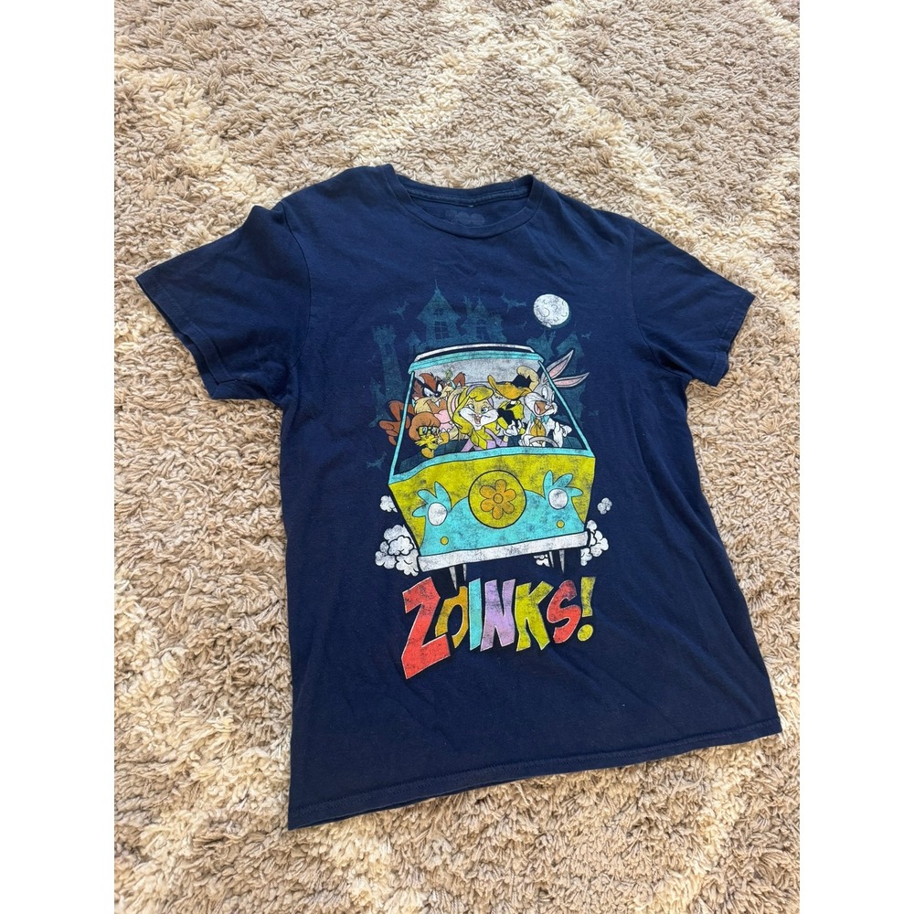 Warner Bros 100 Looney Tunes Mystery Machine Zoinks Graphic T-Shirt Navy Blue M